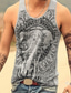 cheap Gym Tank Tops-Men&#039;s Tank Top Vest Shirt Graphic Elephant Plus Size Round Neck Daily Sports Print Sleeveless Slim Tops Cotton Active Muscle Slim Fit Workout White Blue Gray / Summer
