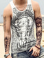 cheap Gym Tank Tops-Men&#039;s Tank Top Vest Shirt Graphic Elephant Plus Size Round Neck Daily Sports Print Sleeveless Slim Tops Cotton Active Muscle Slim Fit Workout White Blue Gray / Summer