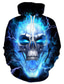 preiswerte grafische Kapuzenpullis-Herren Hoodie Sweatshirt Kapuze Designer 3D Totenkopf Motiv Mit Kapuze Halloween Kleidung Designer Basic Casual Blau