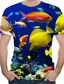billiga T-shirts med 3D-tryck till herrar-Herr T-shirt Femtiotal Blå Grafisk 3D Tryck Rund hals Mönster Kläder Kläder Femtiotal