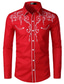 levne pánské neformální košile-pánská košile jednobarevná ležérní klasický límeček vyšívané topy bílá černá červená košile party svatební