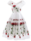 baratos Vestidos de Festa-Vestidos de Coquetel em A Vestido de Festa Convidada de Casamento Feriado Comprimento dos Joelhos Manga Curta Ombro a Descoberto Organza com Bordados Apliques Para impressionar