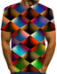 cheap Men&#039;s 3D T-shirts-Men&#039;s Shirt T shirt Tee Tee Funny T Shirts Graphic Geometric Round Neck Rainbow Yellow Red Blue Rainbow 3D Print Plus Size Casual Daily Short Sleeve Print Clothing Apparel Streetwear Exaggerated