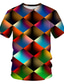 Χαμηλού Κόστους Ανδρικά 3D T-shirts-Ανδρικά Πουκάμισο Μπλουζάκι Κοντομάνικα Αστεία μπλουζάκια Γραφική Γεωμετρικό Στρογγυλή Λαιμόκοψη Ουράνιο Τόξο Κίτρινο Ρουμπίνι Θαλασσί Ουράνιο Τόξο 3D εκτύπωση Μεγάλα Μεγέθη Causal Καθημερινά