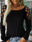 Χαμηλού Κόστους Γυναικεία T-Shirts-Γυναικεία Καθημερινά Ρούχα Μπλούζα Μπλουζάκι Πουκάμισο Μονόχρωμο Μακρυμάνικο Με κοψίματα Στρογγυλή Λαιμόκοψη Τεχνητό διαμάντι Βασικό Κοίλο Άριστος Πράσινο του τριφυλλιού Μαύρο Θαλασσί Τ