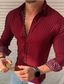 billige Skjorter med tryk til mænd-Herre Skjorte Stribet Geometrisk Krave Daglig I-byen-tøj Patchwork Trykt mønster Langærmet Toppe Basale Gade Hvid Gul Rød