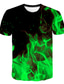 Χαμηλού Κόστους Ανδρικά 3D T-shirts-Ανδρικά Πουκάμισο Μπλουζάκι Κομψό στυλ street Εξωγκωμένος Υψηλής Ποιότητας Καλοκαίρι Κοντομάνικο Πράσινο του τριφυλλιού Θαλασσί Φούξια Πορτοκαλί Γραφική Φλόγα Στρογγυλή Λαιμόκοψη Κλαμπ Παραλία Στάμπα