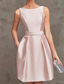 cheap Cocktail Dresses-A-Line Cocktail Dresses Party Dress Wedding Guest Graduation Short / Mini Sleeveless Boat Neck Pink Dress Satin V Back with Pleats Derby Dresses 2025
