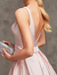 cheap Cocktail Dresses-A-Line Cocktail Dresses Party Dress Wedding Guest Graduation Short / Mini Sleeveless Boat Neck Pink Dress Satin V Back with Pleats Derby Dresses 2025