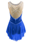 cheap Figure Skating Dresses-Figure Skating Dress Women&#039;s Girls&#039; Ice Skating Dress Yan pink Aegean Blue White Patchwork Mesh Spandex Practice Competition Skating Wear Handmade Jeweled Rhinestone Sleeveless Ice Skating Figure