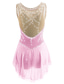 cheap Figure Skating Dresses-Figure Skating Dress Women&#039;s Girls&#039; Ice Skating Dress Yan pink Aegean Blue White Patchwork Mesh Spandex Practice Competition Skating Wear Handmade Jeweled Rhinestone Sleeveless Ice Skating Figure