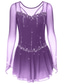 baratos Vestidos de Patinação Artística-Vestidos para Patinação Artística Mulheres Para Meninas Patinação no Gelo Vestidos Cinza escuro Violeta Roxo Com Transparência Elastano Elasticidade Alta Treino Ensaio / Prática Competição Roupa para