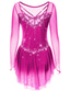 baratos Vestidos de Patinação Artística-Vestidos para Patinação Artística Mulheres Para Meninas Patinação no Gelo Vestidos Cinza escuro Violeta Roxo Com Transparência Elastano Elasticidade Alta Treino Ensaio / Prática Competição Roupa para