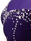 baratos Vestidos de Patinação Artística-Vestidos para Patinação Artística Mulheres Para Meninas Patinação no Gelo Vestidos Cinza escuro Violeta Roxo Com Transparência Elastano Elasticidade Alta Treino Ensaio / Prática Competição Roupa para