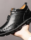 baratos Sapatos Oxford para Homem-Homens Sapatos Botas Couro Casual Conforto À Prova-de-Água Confeccionada à Mão Cor Sólida Caminhada Inverno / Botas Cano Médio