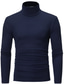 levne pánský pulovrový svetr-pánské tričko v čisté barvě zateplené topy roláku s dlouhým rukávem základní ležérní základní vrstvy pohodlí pulovr ve štíhlém střihu košile halenka na podzim tmavě modrá