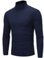 baratos suéter pulôver masculino-Camiseta masculina de cor pura blusa de gola alta térmica manga longa básica casual baselayers conforto slim fit blusa tops blusa para outono azul marinho