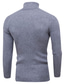 billige sweater til mænd-Herre bluse Stribet Ensfarvet Langærmet Tynd Sweater Cardigans Rullekrave Efterår Vinter Grå Hvid Sort