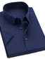 billige Pæne skjorter-herreskjorte ensfarvet klassisk krave dagligt kortærmede slanke toppe basic blå hvid sort casual work dress skjorter