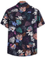 cheap Hawaiian Shirts-Men&#039;s Summer Hawaiian Shirt Shirt Floral Graphic Hawaiian Aloha Color Block Collar Shirt Collar Party Going out Print Short Sleeve Tops Tropical Black Blue Wine / Geometric / Design