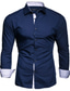 levne pánské neformální košile-pánská košile jednobarevný límeček klasický límeček výročí svatby patchwork dlouhý rukáv tenké topy polyester stylový současný business profesionální bílá černá královská modrá / léto