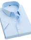 olcso Alkalmi ingek-férfi ing egyszínű klasszikus galléros napi rövid ujjú karcsú felsők alap kék fehér fekete alkalmi munka ingek