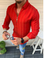 levne pánské neformální košile-pánská košile pruhovaný límeček košile límeček kancelář / kariéra kauzální topy s dlouhým rukávem jednoduché základní ležérní denní pohodlné bílá černá červená letní košile pohodlná