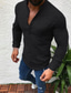 billiga fritidsskjortor för män-herrskjorta enfärgad plus size krage rund hals långärmade toppar bomull enkel bekväm vit svart grå / handtvätt / våt- och kemtvätt / causal skjortor / sommar