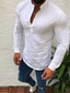 cheap Men&#039;s Casual Shirts-Men&#039;s Shirt Solid Colored Plus Size Collar Round Neck Long Sleeve Tops Cotton Simple Comfortable White Black Gray / Hand wash / Wet and Dry Cleaning/Causal Shirts/Summer