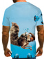 tanie T-shirty 3D męskie-Męskie Podkoszulek Koszula Designerskie Lato Graficzny 3D Zwierzę Puszysta Krótki rękaw Okrągły dekolt Codzienny Wyjściowe Nadruk Odzież Odzież Designerskie Podstawowy Moda miejska Jasnoniebieski