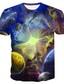 tanie T-shirty 3D męskie-Męskie Podkoszulek Koszulki Designerskie Lato Krótki rękaw Zielony Niebieski Tęczowy Czerwony Wszechświat Graficzny Nadruk Puszysta Okrągły dekolt Codzienny Nadruk Odzież Odzież Designerskie