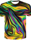 baratos Camisetas masculinas casuais-Homens Camiseta Camisa Social Camisetas Gráfico Abstrato Decote Redondo Azul Dourado Arco-íris Vermelho Estampado Diário Manga Curta Imprimir Roupa Básico Designer Grande e Alto / Verão / Verão