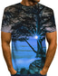 Недорогие Мужские футболки с 3D принтами-Муж. Футболка Рубашка Оригинальный рисунок Лето 3D С короткими рукавами Круглый вырез Повседневные Одежда Одежда Оригинальный рисунок Классический преувеличены Зеленый Синий Лиловый