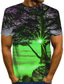 Недорогие Мужские футболки с 3D принтами-Муж. Футболка Рубашка Оригинальный рисунок Лето 3D С короткими рукавами Круглый вырез Повседневные Одежда Одежда Оригинальный рисунок Классический преувеличены Зеленый Синий Лиловый