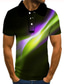 baratos Polo 3D-Homens Camiseta Polo Camisa de golfe Camisa de tênis Camiseta Gráfico Colarinho Aberto para a Lateral Diário camisas de golfe Manga Curta Blusas Básico Verde Azul Roxo