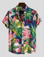 Недорогие Гавайские рубашки-Муж. Рубашка Гавайская рубашка Летняя рубашка Графическая рубашка Рубашка Алоха Графика Цветочный принт Воротничок Воротник с уголками на пуговицах (button-down)