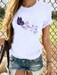 お買い得  レディースＴシャツ-女性用 Tシャツ デザイナー 熱間鍛造 ハート グラフィック プリント デザイン 半袖 ラウンドネック 日常 服装 デザイナー 猫 ホワイト パープル