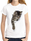 billiga T-shirt-Dam T-shirt Mörkbrun Panda Katt Grafisk Katt 3D Mönster Kortärmad Dagligen Grundläggande Rund hals XS