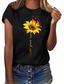 halpa Naisten T-paidat-Naisten T-paita Geometrinen Sunflower-valoefekti Pyöreä kaula-aukko Topit Viini Armeijan vihreä Musta