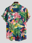 preiswerte Hawaiihemden-Herren Hemd Hawaiihemd Sommerhemd Sommerhemd Grafik-Shirt Aloha-Shirt Graphic Blumen Kragen Umlegekragen Schwarz / Weiß Hellgrün Blau / Weiß Print Party Täglich Kurzarm Bedruckt Bekleidung