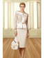 baratos Comprimento do chá-Vestido de Mãe da Noiva Sheath Convidada de Casamento Elegante Vintage Plus Size Gola Bateau Comprimento Médio Cetim com Faixa  Fita Cristais vestido para impressionar Vestido Derby Dia da Corrida