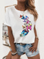 preiswerte T-Shirt-Damen T Shirt Design Heißprägen Schmetterling Grafik-Drucke Design Kurzarm Rundhalsausschnitt Täglich Kleidung Design Schmetterling Katze Weiß