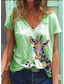 olcso Női pólók-Női Póló Dizájn Nyár Rövid ujjú Dizájn Állat 3D nyomtatás V-alakú Napi Nyomtatott Ruházat Ruhák Dizájn Alap Lóhere Fehér Medence