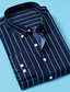voordelige Nette overhemden-Voor heren Overhemd Gestreept Kraag Buttondown boord Kantoor / Formeel Causaal Lange mouw Tops Zakelijk Basic Casual / Dagelijks Wit Zwart blauw