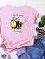 cheap Women&#039;s T-shirts-Women&#039;s T shirt Tee Designer Hot Stamping Graphic Bee Design Letter Animal Short Sleeve Round Neck Daily Print Clothing Clothes Designer Basic White Pink Yellow