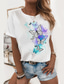 abordables Camisetas de mujer-Mujer Camiseta Design Estampado en caliente Mariposa Estampados Diseño Manga Corta Escote Redondo Diario ropa Design Mariposa Gato Blanco