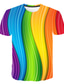 お買い得  メンズ3DＴシャツ-男性用 シャツ Tシャツ シック・モダン 1950年代風 半袖 レインボー グラフィック 虹色 3D プリント プラスサイズ クルーネック パーティー カジュアル プリント 服装 シック・モダン 1950年代風