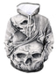 abordables hoodies graphiques-Homme Sweat à capuche Motifs 3D Design Graphic Crânes Print Capuche Halloween du quotidien Sortie Vêtements Standard Gris