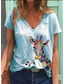 baratos T-Shirts de mulher-Mulheres Camiseta Designer Verão Manga Curta Detalhes Animal Impressão 3D Decote V Diário Imprimir Roupas Designer Básico Verde Branco Azul