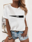 economico T-Shirt da donna-Per donna maglietta 100% cotone Farfalla Stampe astratte Bianco e nero Gatto Nero Manica corta Giornaliero Rotonda Taglia piccola
